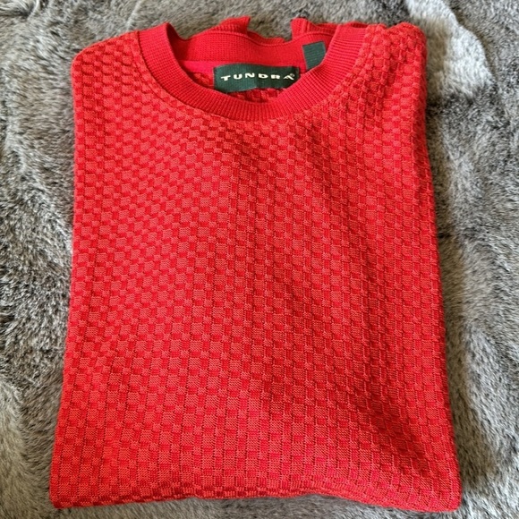 Tundra Canada Mercerized Cotton Lightweight Textured Sweater Red size Large - Picture 3 of 12